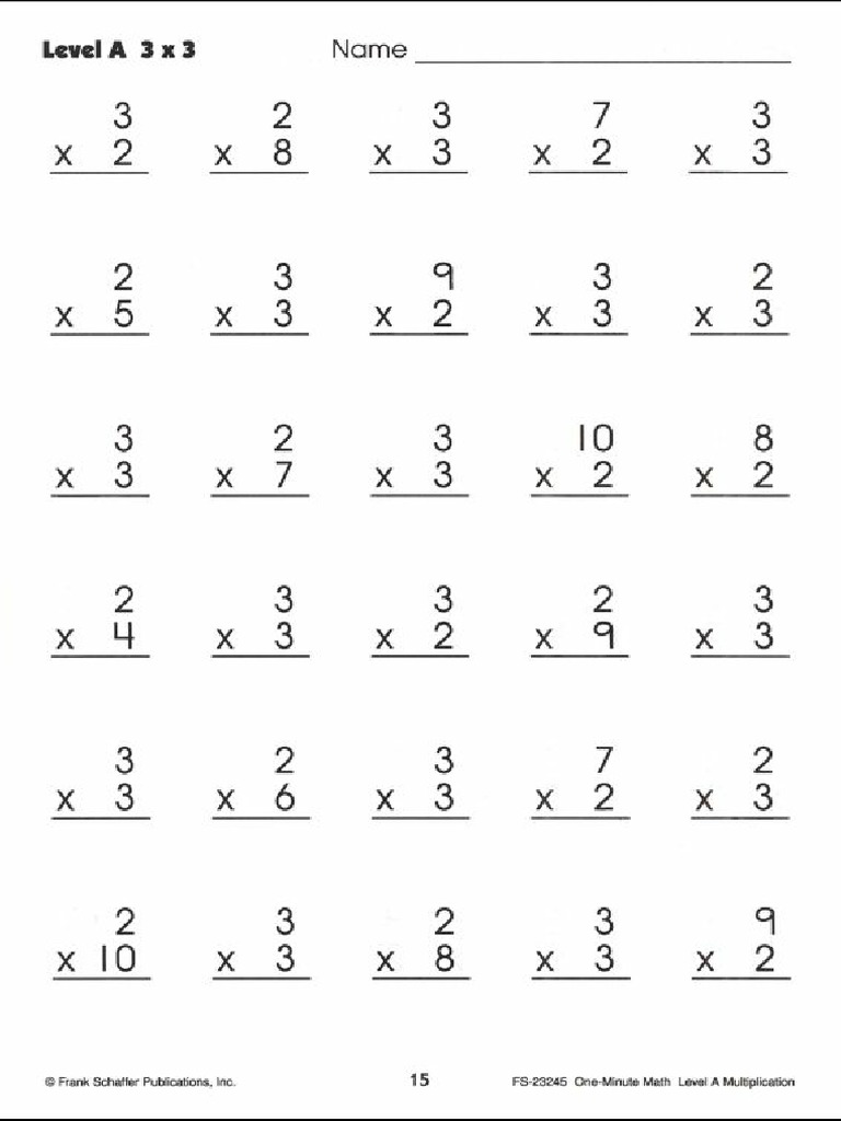 Free Printable Minute Math Multiplication Worksheets