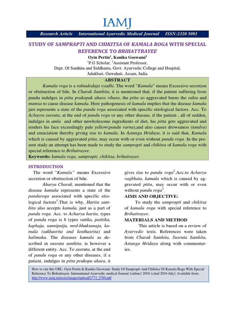 Chikitsa of Kamala Roga PDF | PDF | Ayurveda | Wellness