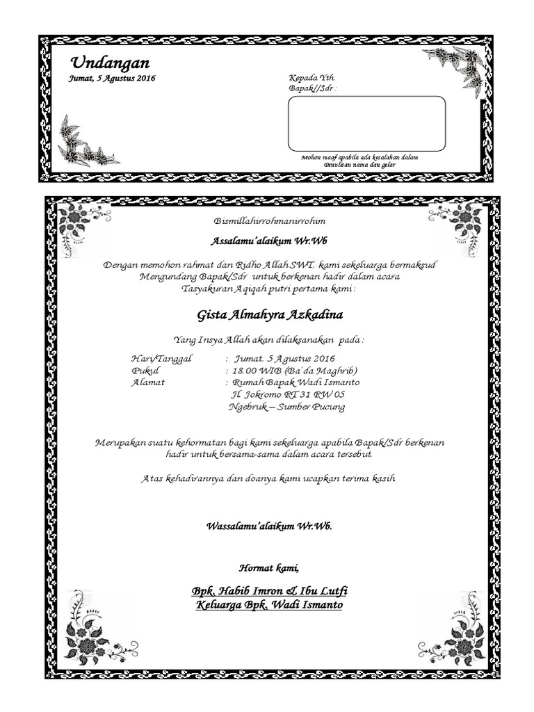 9200 Contoh Membuat Undangan Aqiqah Gratis Terbaru