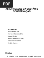 As Atividades Da Gestão e Coordenação