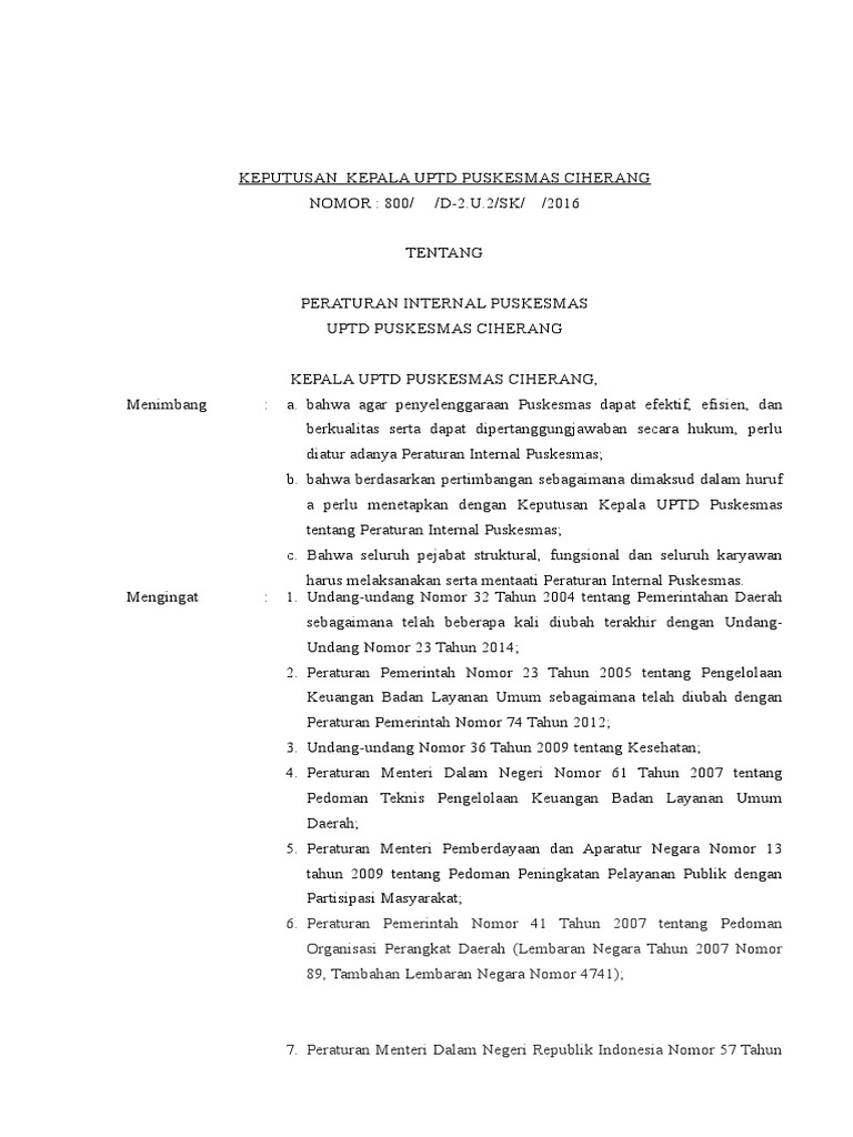 SK Peraturan Internal | PDF