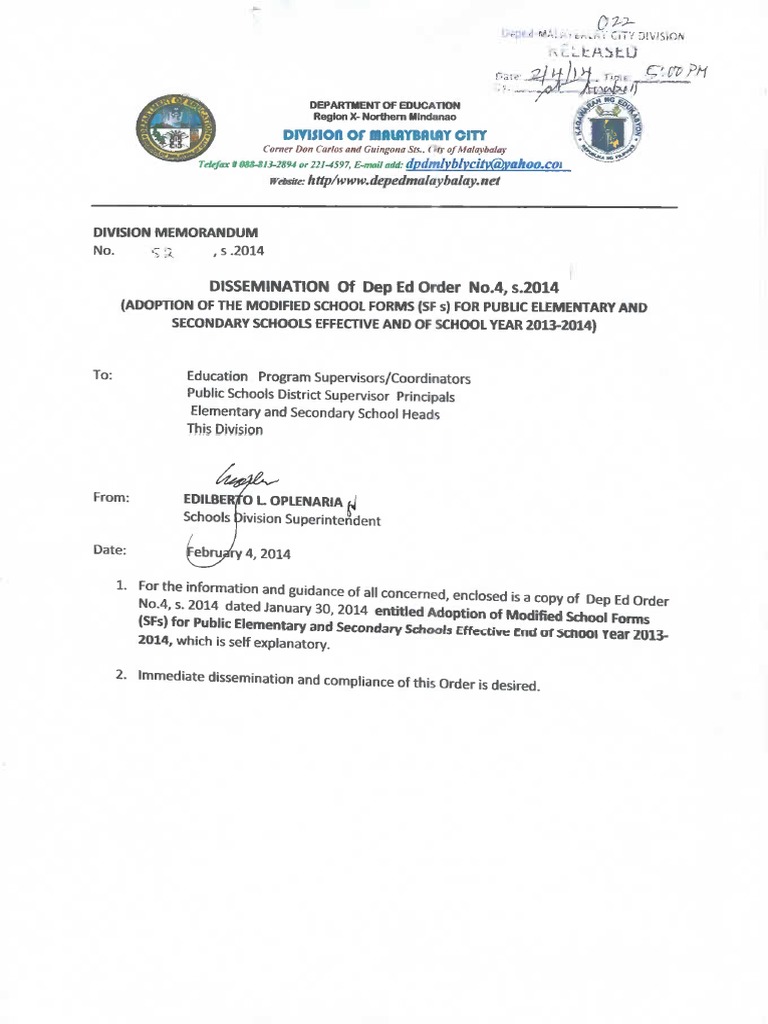 Deped Order No. 4 S, 2014 | PDF