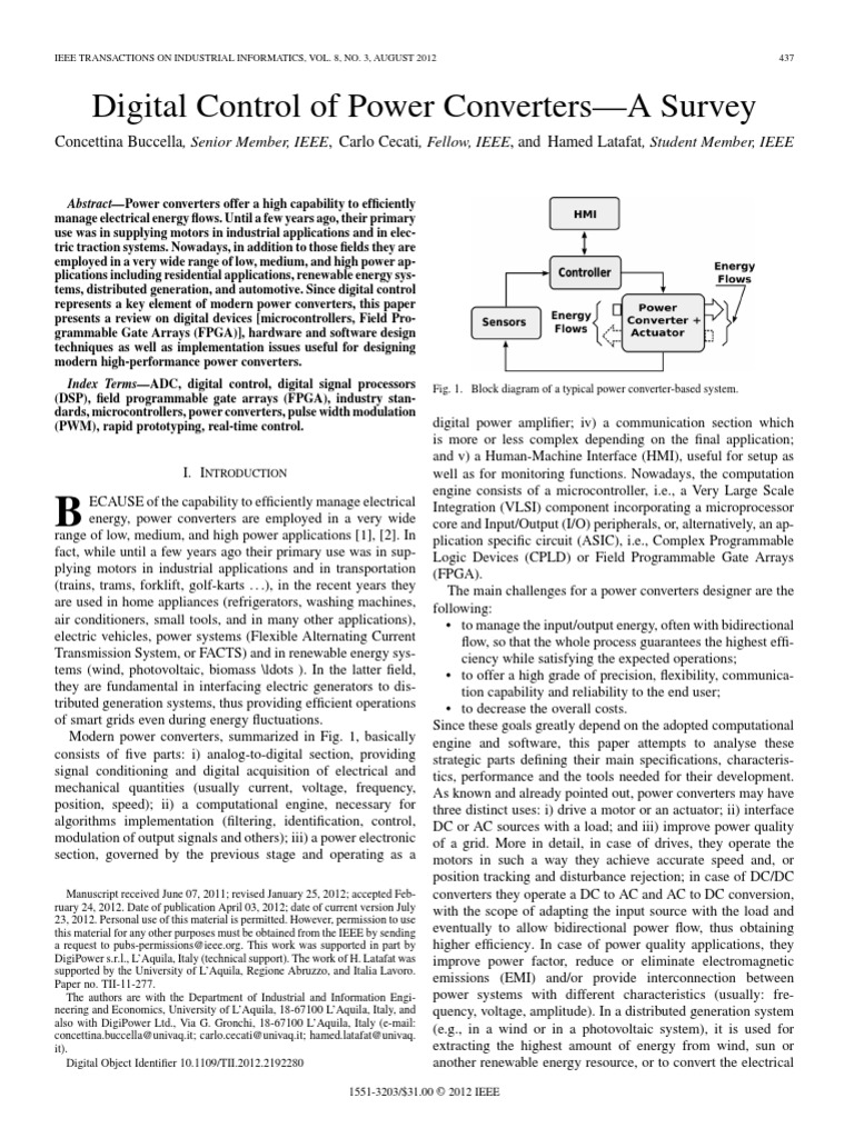 Digital Control of Power Converter - A Survey | PDF | Field ...