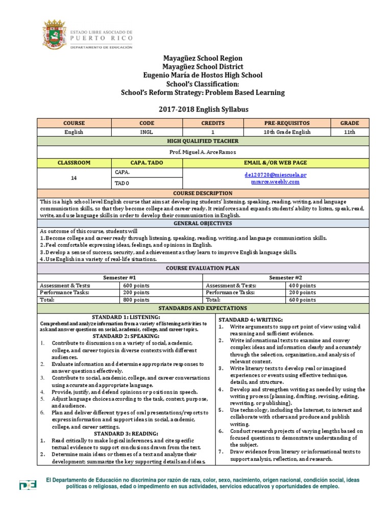 syllabus 2014 2015 11th grade pdf educational assessment semiotics