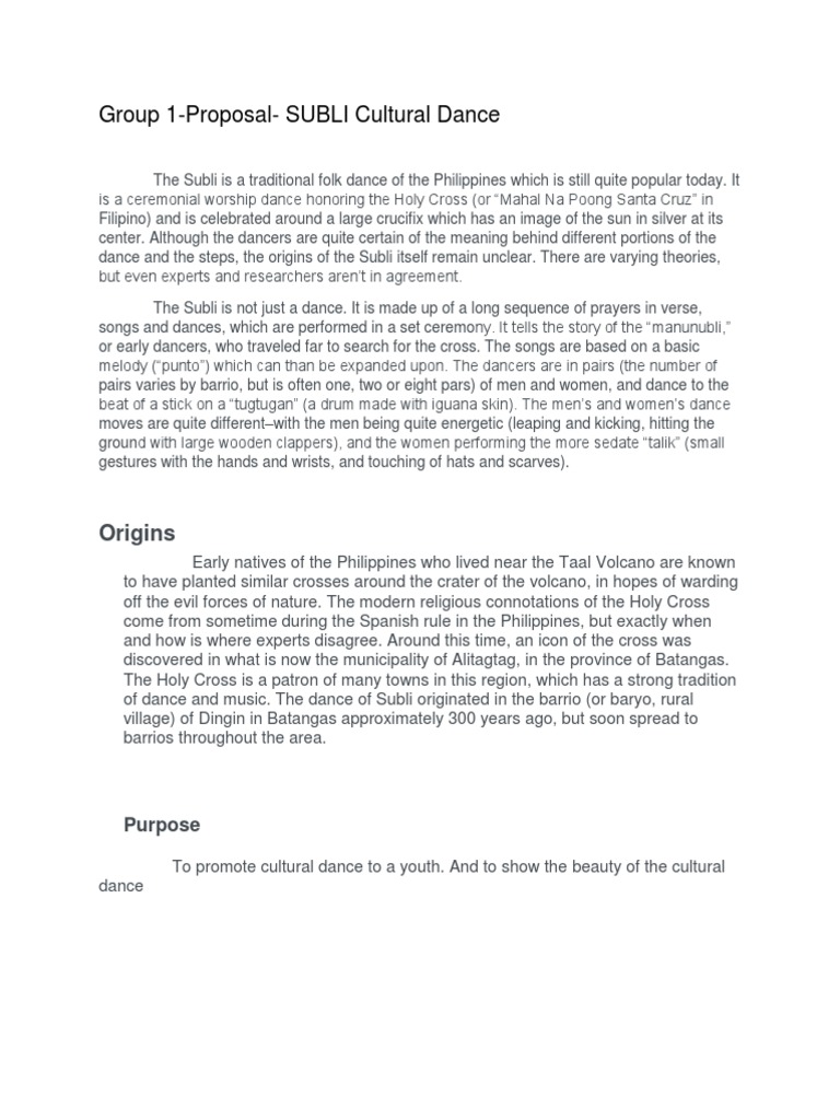 Subli Dance: Cultural Heritage of the Philippines | PDF