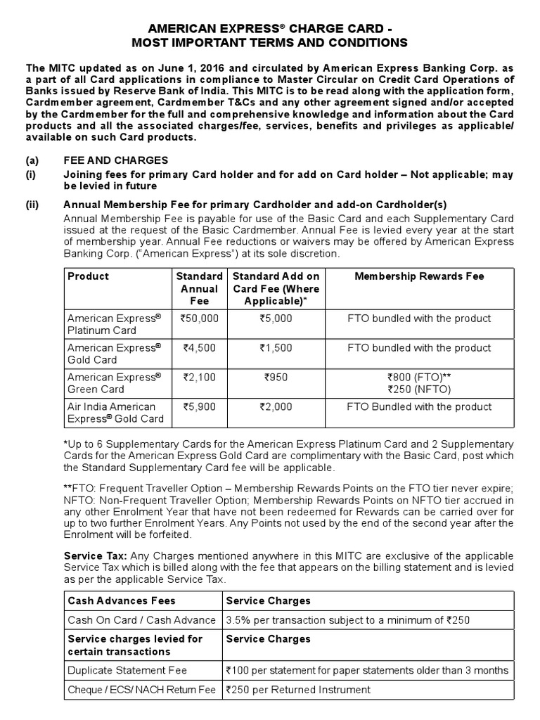 Gold Card Mitc PDF American Express Financial Transaction