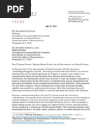 Letter to Subcommittee on National Security 