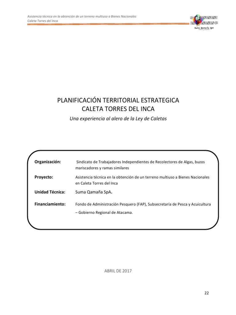 Planificación Territorial Caleta Torres Del Inca, "Una Experiencia Al ...