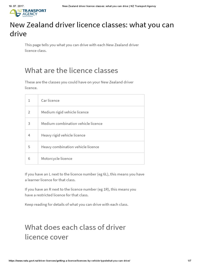 New Zealand Driver Licence Classes Explained | PDF | Trailer (Vehicle ...