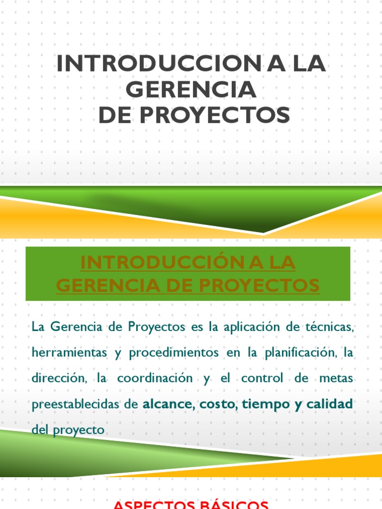 Introducción a la Gerencia de Proyectos | PDF | Planificación | Calidad ...