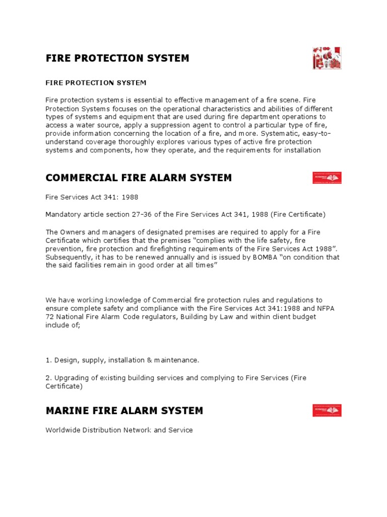 Fire Protection System Pdf Technology Engineering