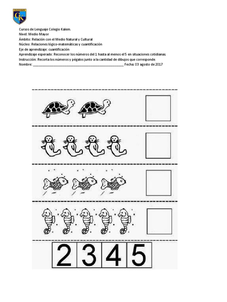 Actividades de Números para Preescolar | PDF | Artes del Lenguaje y ...