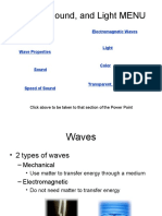 Waves, Sound, and Light MENU: Mechanical Waves Electromagnetic Waves