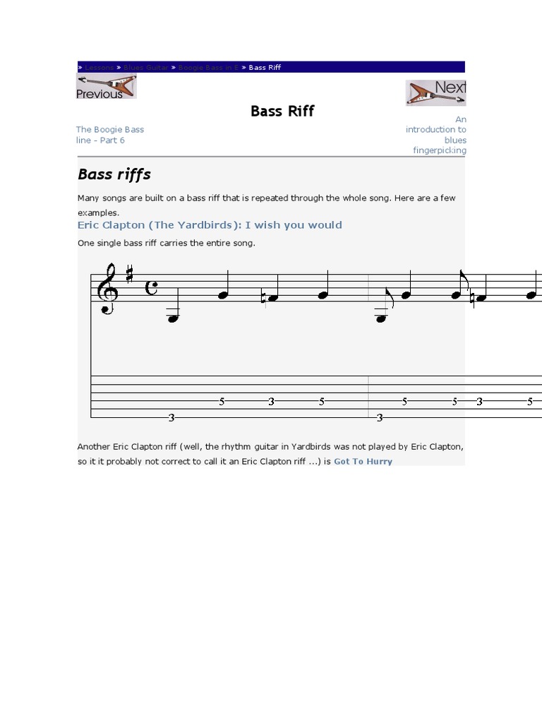 Boogie Bass Riffs for Blues Guitar | PDF | Art