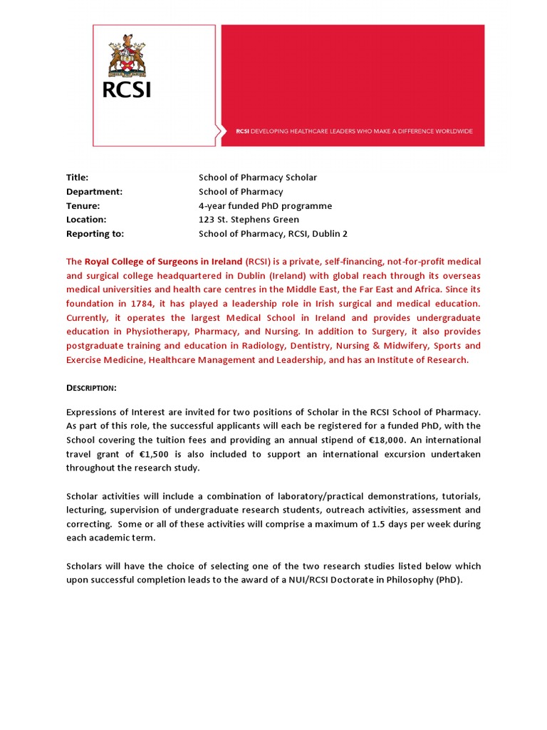School of Pharmacy Scholar 1 | PDF | Doctor Of Philosophy | Health Care