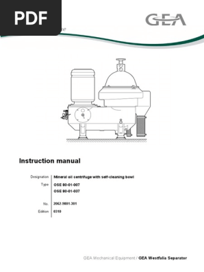 Westfalia Separator O M Manual Model Oso 80 01 007 Pdf Switch Liquids