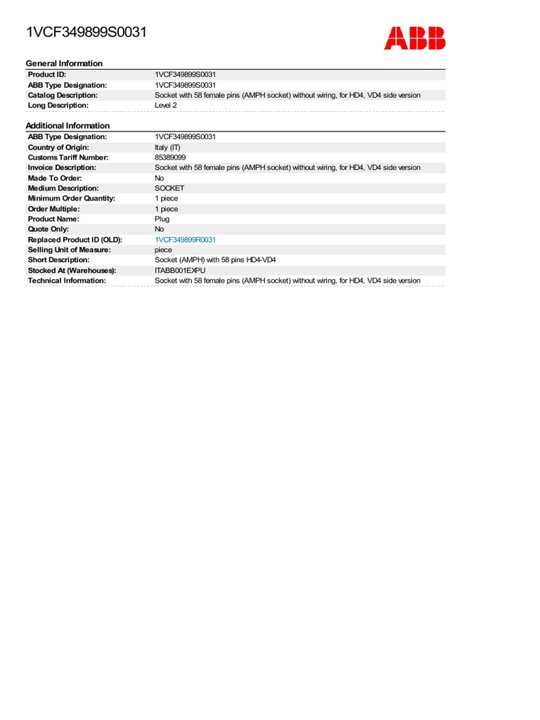 Socket (AMPH) 58 Pins for HD4/VD4 | PDF | Home & Garden