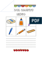 School Bingo Game Objects Printable