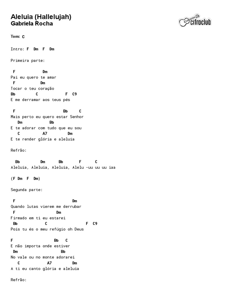 Letra Da Musica Aleluia Aleluia Gabriela Rocha