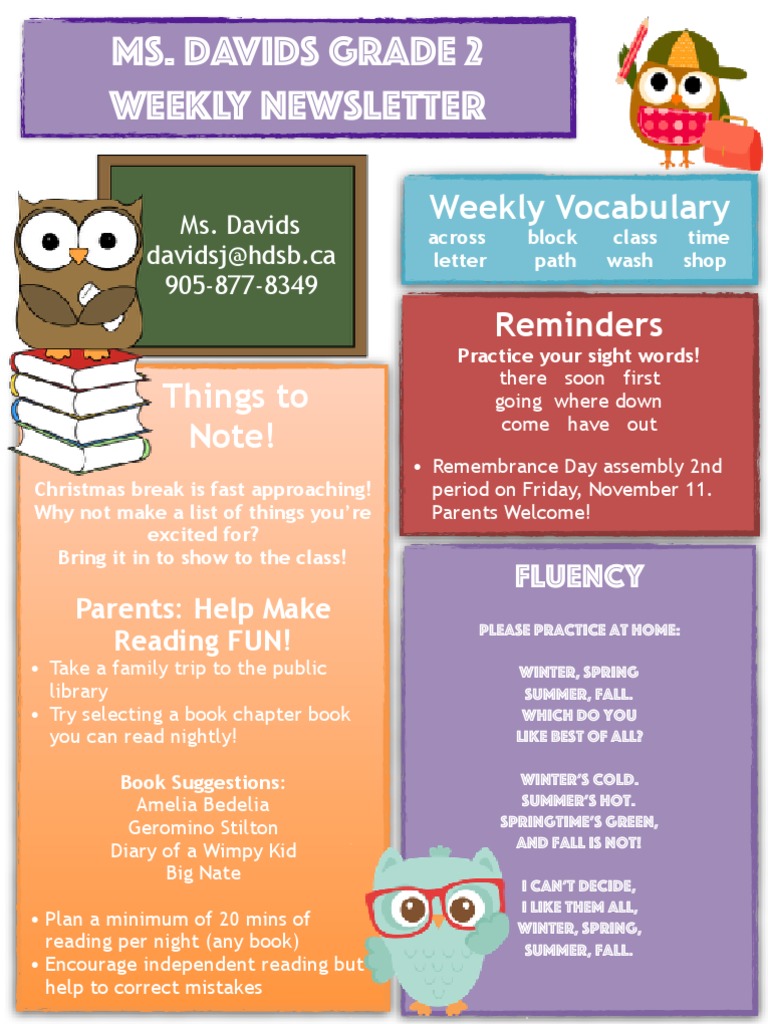 Grade 2 Newsletter | PDF | Books