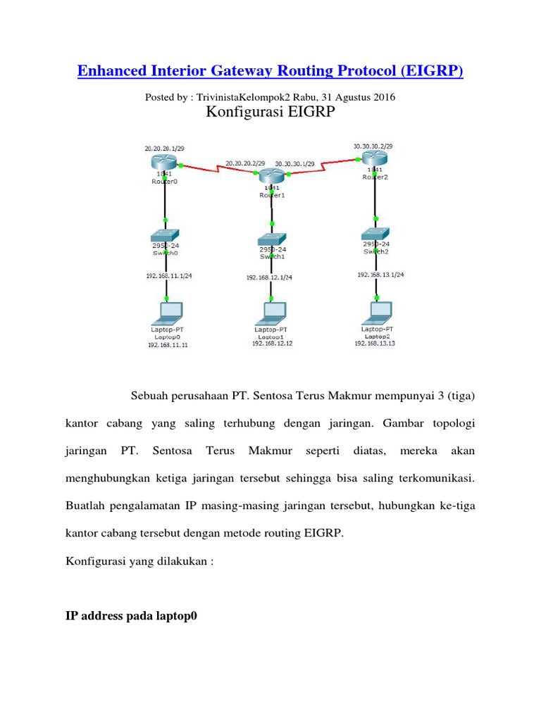 Konfigurasi EIGRP untuk Jaringan IP | PDF