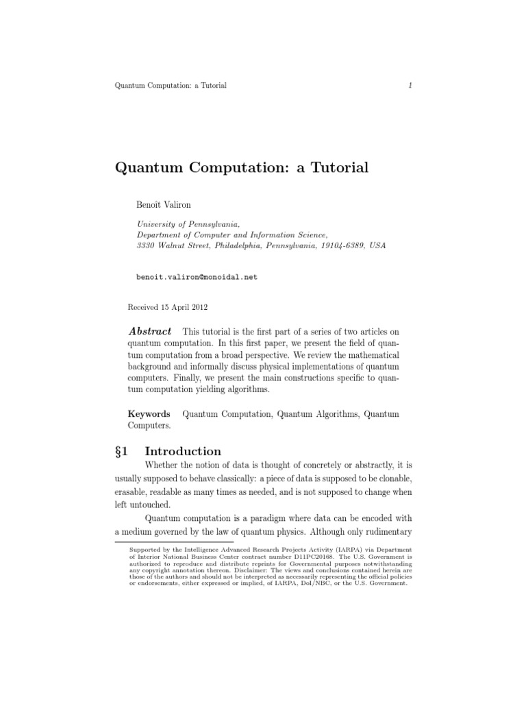Quantum Computation Valiron | PDF | Vector Space | Quantum Computing