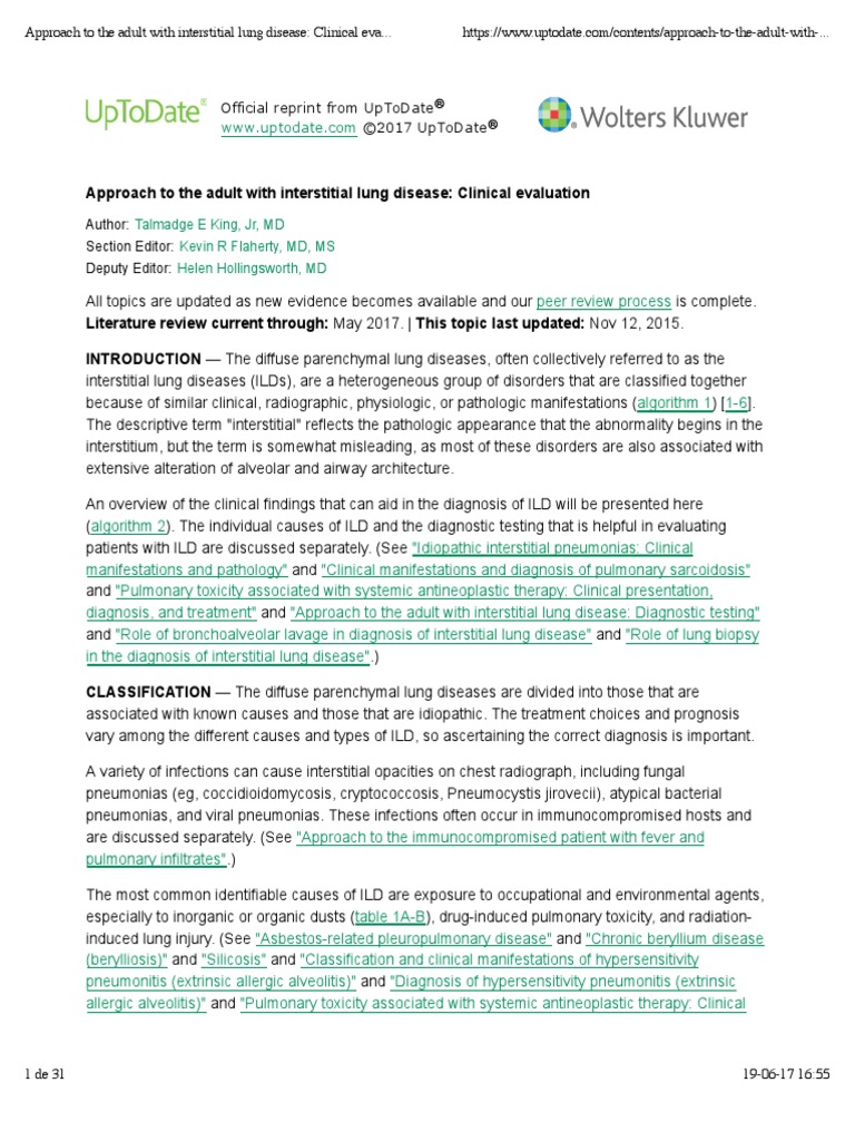 Approach To The Adult With Interstitial Lung Disease Clinical ...