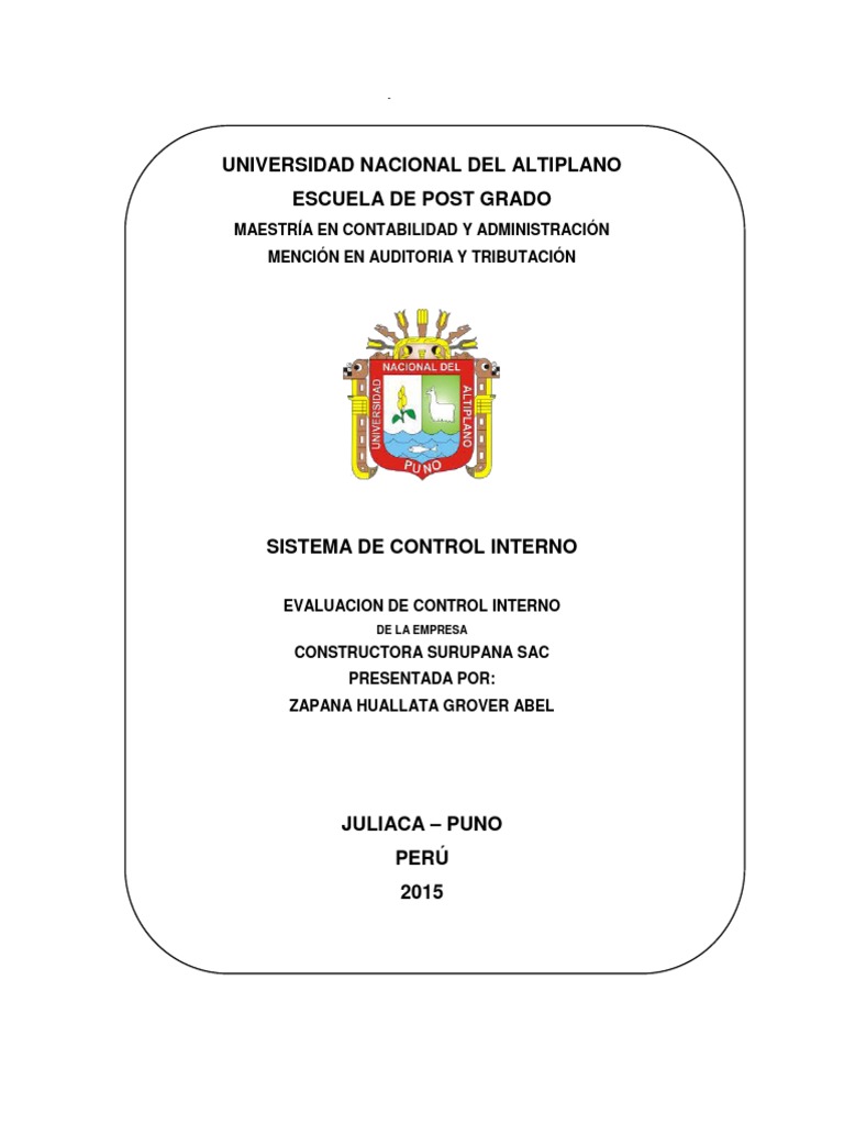 Evaluación de Control Interno en Surupana SAC | PDF | Contabilidad ...