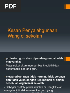 Kesan Penyalahgunaan Wang Di Sekolah Pdf