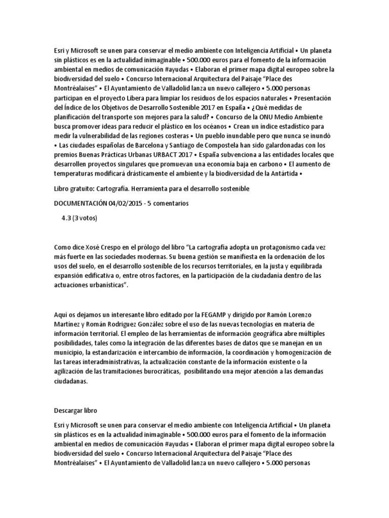 Libro Gratuito Cartografía. Herramienta para El Desarrollo Sostenible PDF Desarrollo
