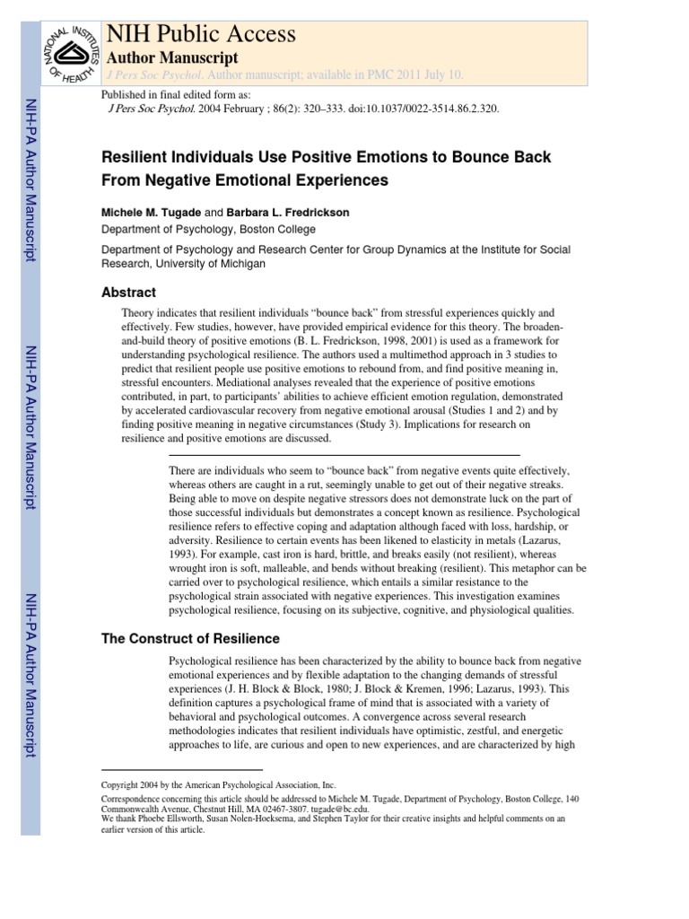 Positive Emotions For Posi Psy | PDF | Psychological Resilience ...