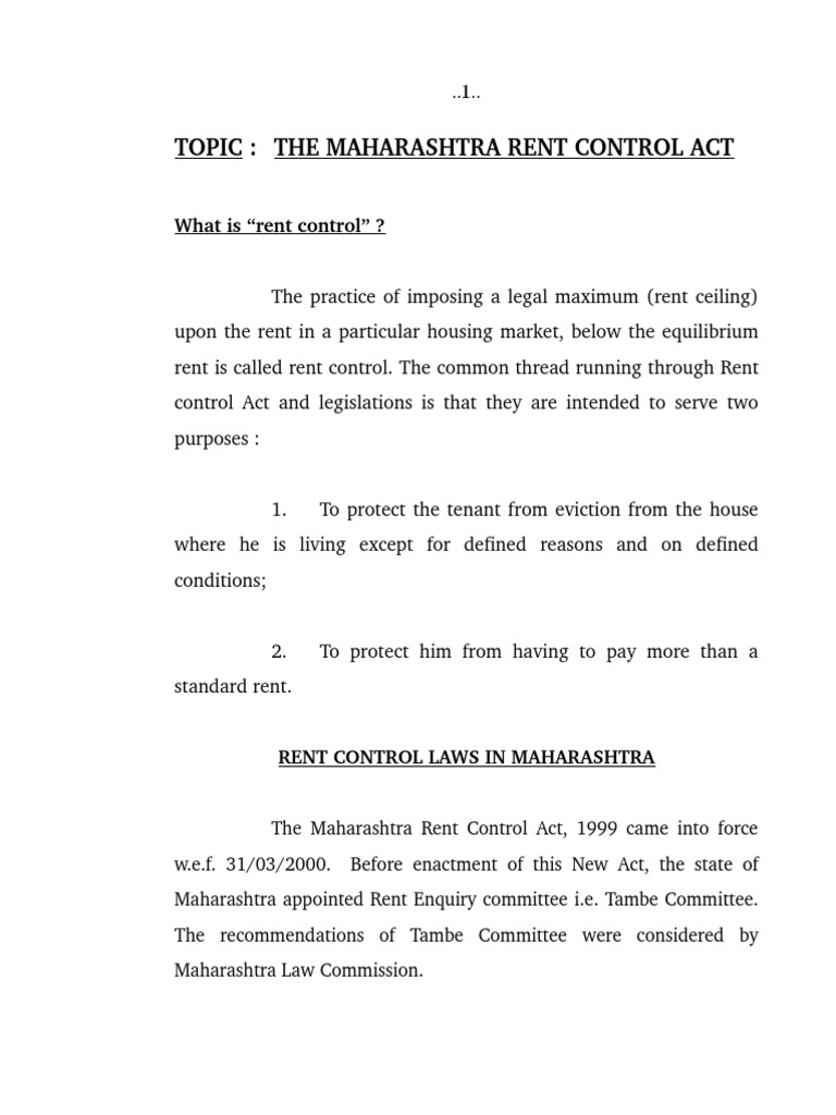 THE MAHARASHTRA RENT CONTROL ACT Leasehold Estate Landlord