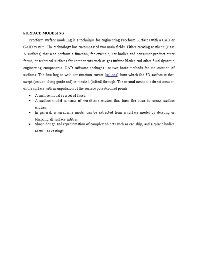 Surface Modeling: Splines | PDF