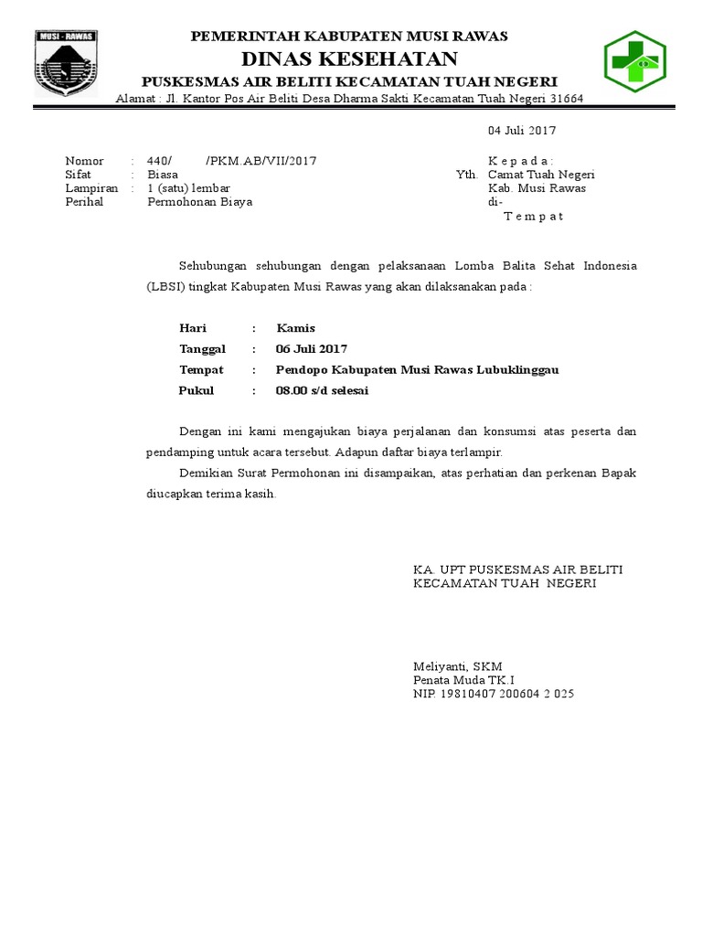 Contoh Surat Pemberitahuan Kegiatan Puskesmas 