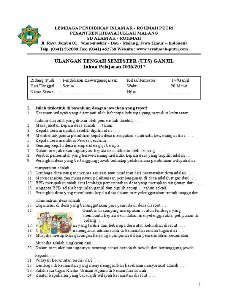 contoh soal uts pkn 4