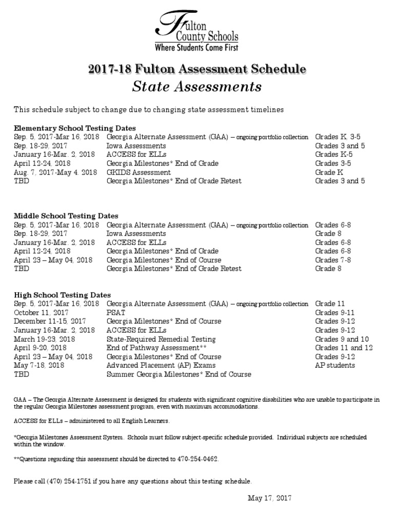 Testing Calendar 1718 PDF Advanced Placement Educational Assessment