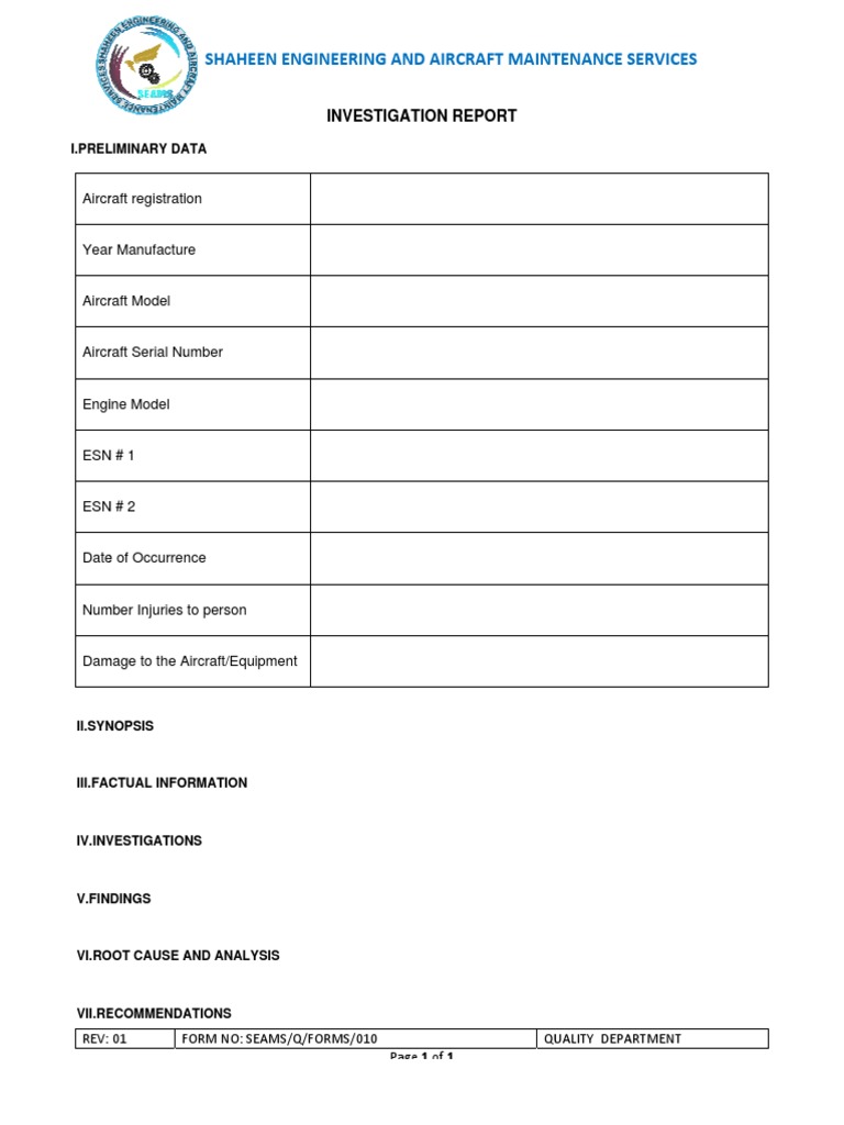 Aircraft Maintenance Investigation Report | PDF
