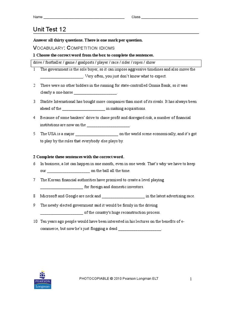 Unit Test 12 | PDF | Economies | Business