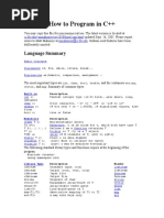 How To Program in C++: Language Summary