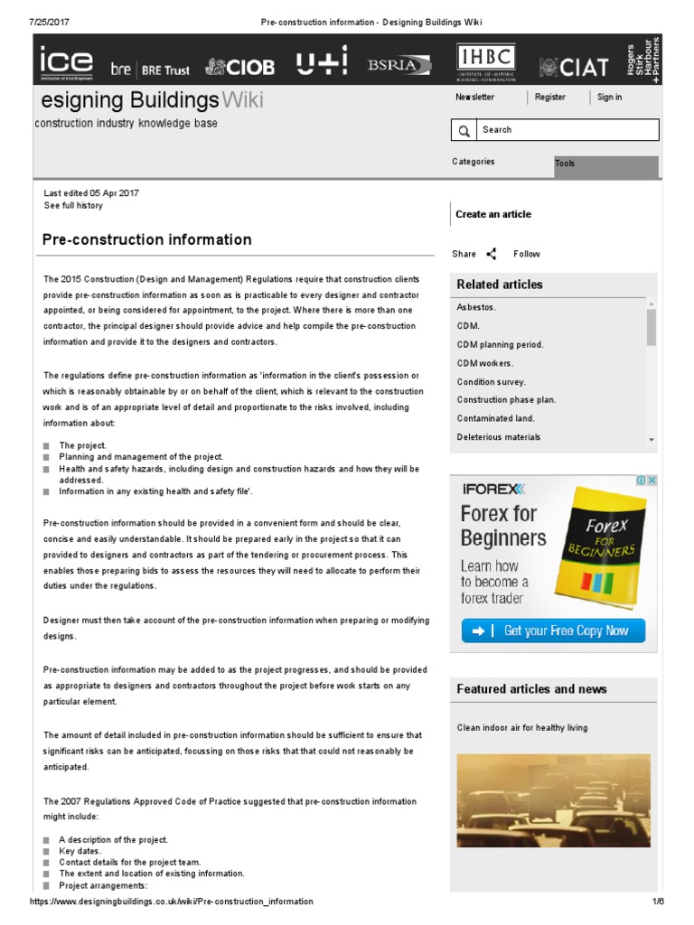Pre-Construction Information Overview | PDF | Safety | Wellness