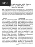 Design and Implementation of RF Remote Temperature Speed Controlled Fan Published