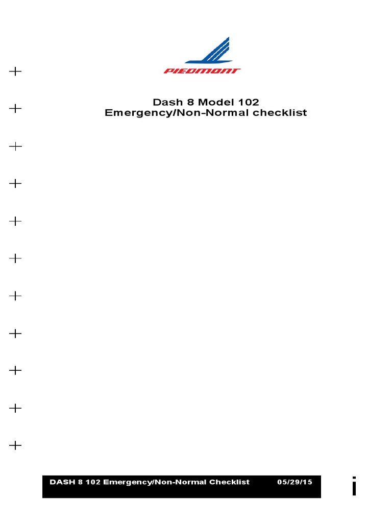 Dash 8-102 Emergency Checklist | PDF | Landing Gear | Turbine Engine ...