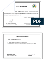 Certificado de participação em evento sobre o jeitinho brasileiro nas eleições