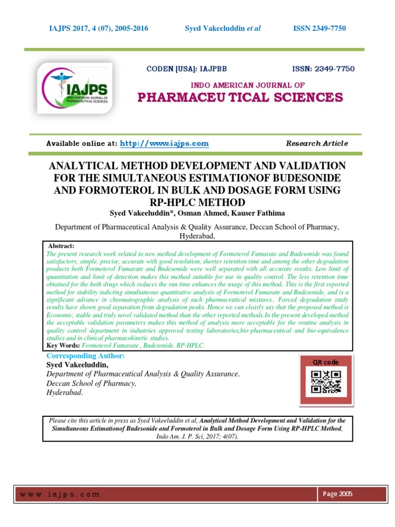 RP-HPLC Method for Budesonide & Formoterol | PDF | High Performance ...