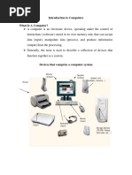 Introduction To Computers What Is A Computer?: Monitor (Output) Speaker (Output) System Unit (Processor, Memory ) Printer