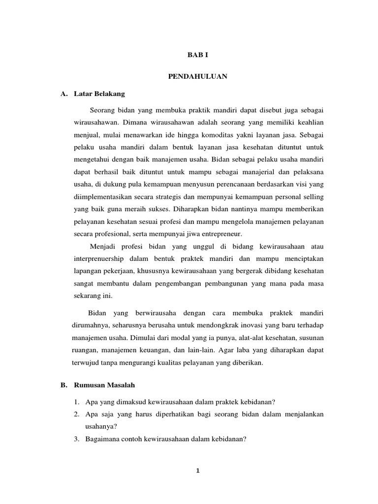 Materi Kewirausahaan Dalam Praktik Kebidanan