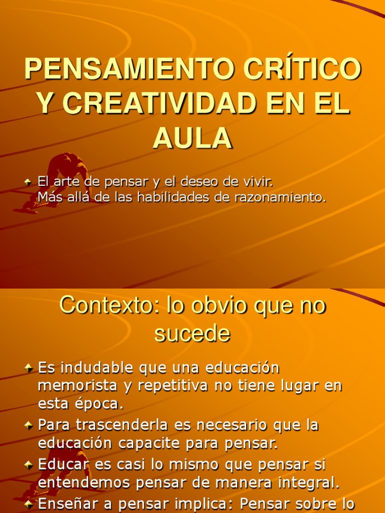 Pensamiento Crítico y Creatividad en Aula | PDF | Creatividad ...