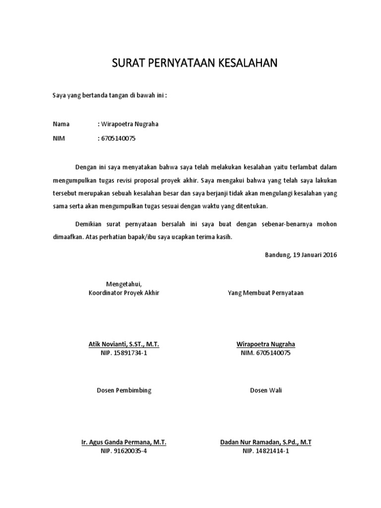 Surat Pernyataan Kesalahan
