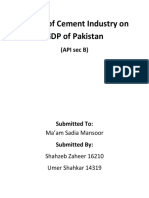 Impact of Cement Industry On GDP of Pakistan - API Report