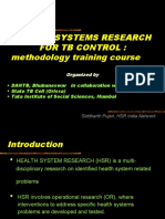 Health Systems Research For TB Control: Methodology Training Course